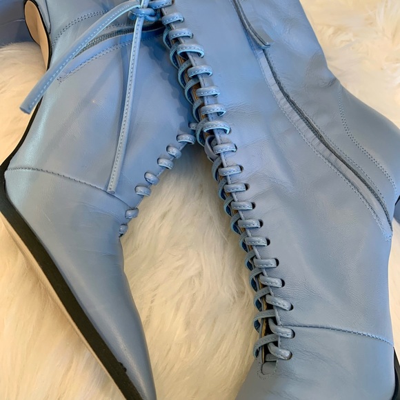 Zara Lace-Up Ankle Boots Blue - 39 - Picture 3 of 9